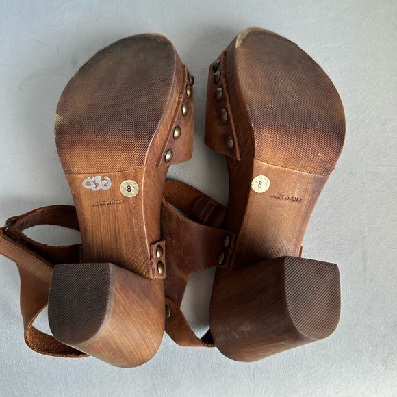 A. Giannetti Italian Leather Wooden Platform Heel Clogs - Picture 4 of 5